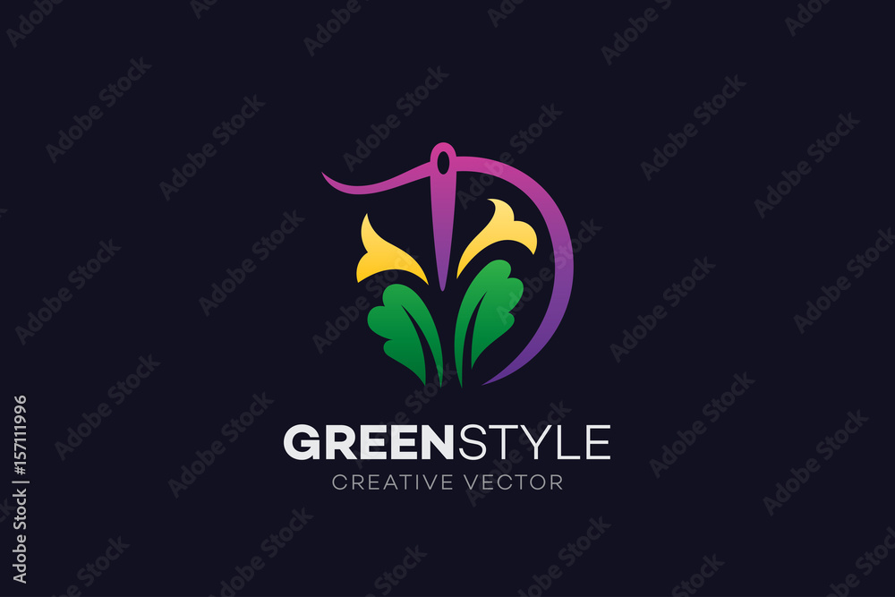 Needle Flower Color Logo