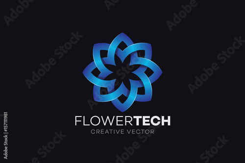 Fototapeta Naklejka Na Ścianę i Meble -  Blue Flower Icon Logo