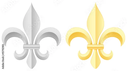 Obraz Ilustracja wektorowa pary fleurs-de-lis: jedno złoto, jedno srebro.