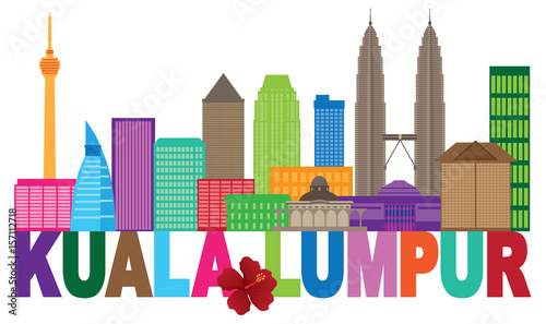 Photography Kuala Lumpur City Skyline Text Color vector  Illustration