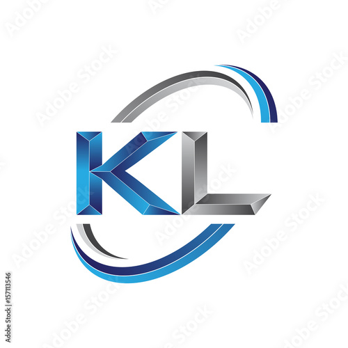 Simple initial letter logo modern swoosh KL