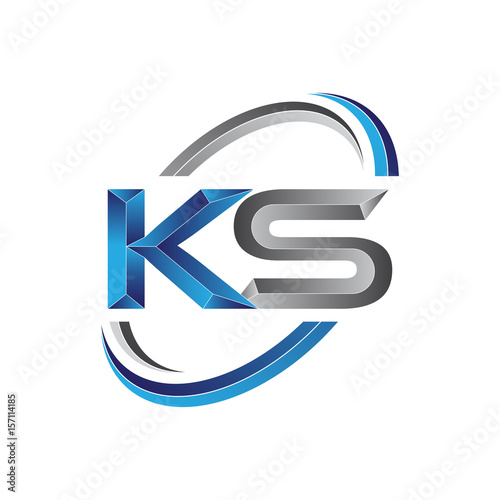Simple initial letter logo modern swoosh KS photo