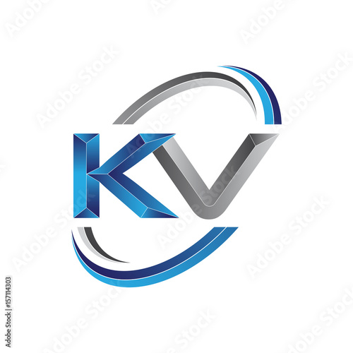 Simple initial letter logo modern swoosh KV