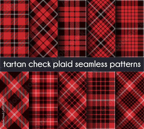 Set Tartan Check Plaid Seamless Pattern Background