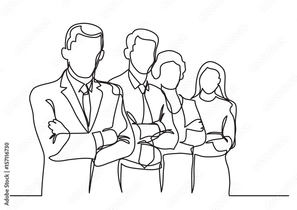 business team - single line drawing