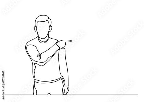 man showing direction with index finger  - single line drawing