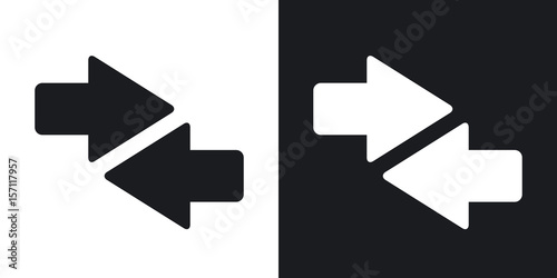 Vector both direction arrows icon. Two-tone version on black and white background