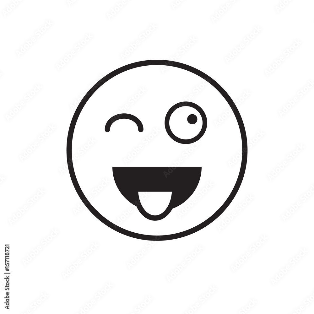 Smiling Cartoon Face Show Tongue Positive People Emotion Icon Vector Illustration Smiling Cartoon Face Show Tongue Positive People Emotion Icon Vector Illustration