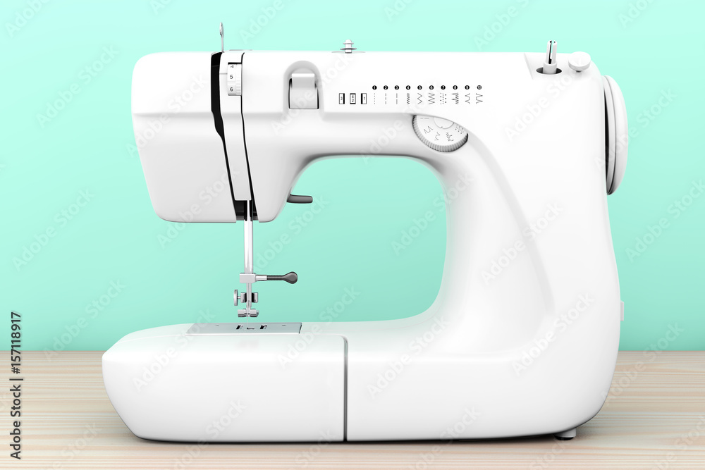Modern White Sewing Machine. 3d Rendering