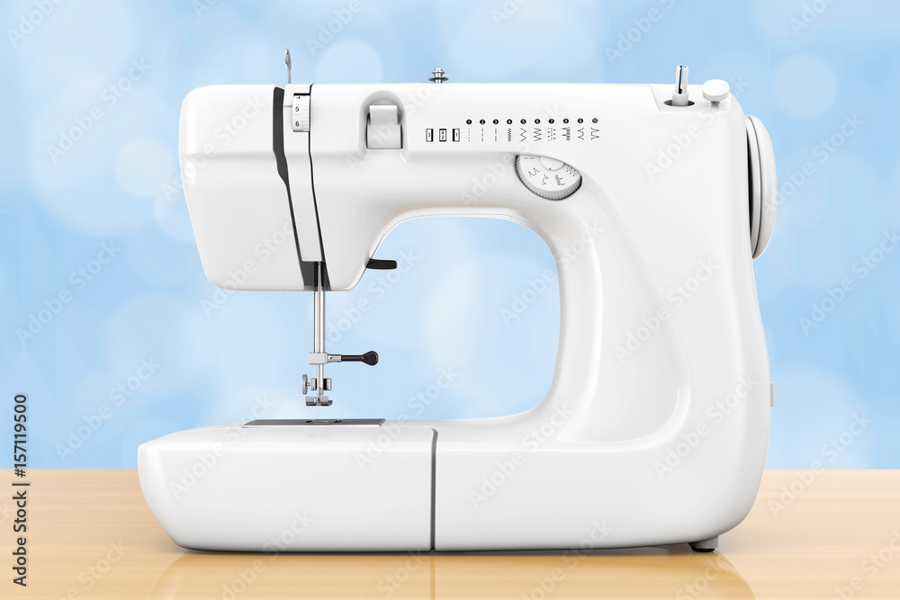 Modern White Sewing Machine. 3d Rendering