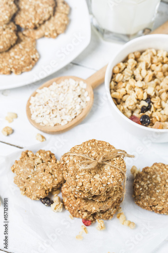 sweet homemade cookie with oat flakes