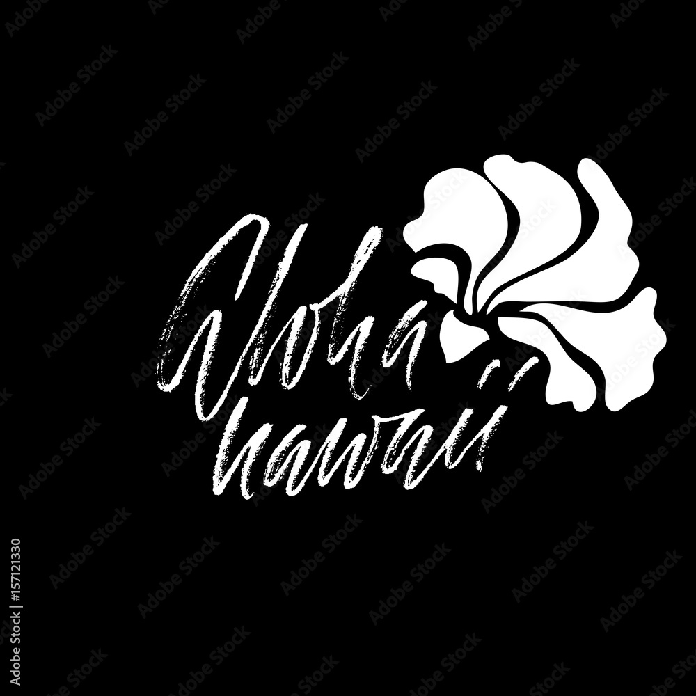 Fototapeta premium Hand drawn phrase Aloha Hawaii. Lettering design for posters, t-shirts, cards, invitations, banners. Vector illustration. Handwritten inscription.