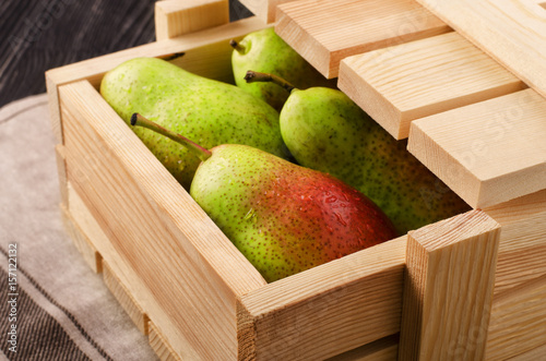 Assortment of different colorful pears
