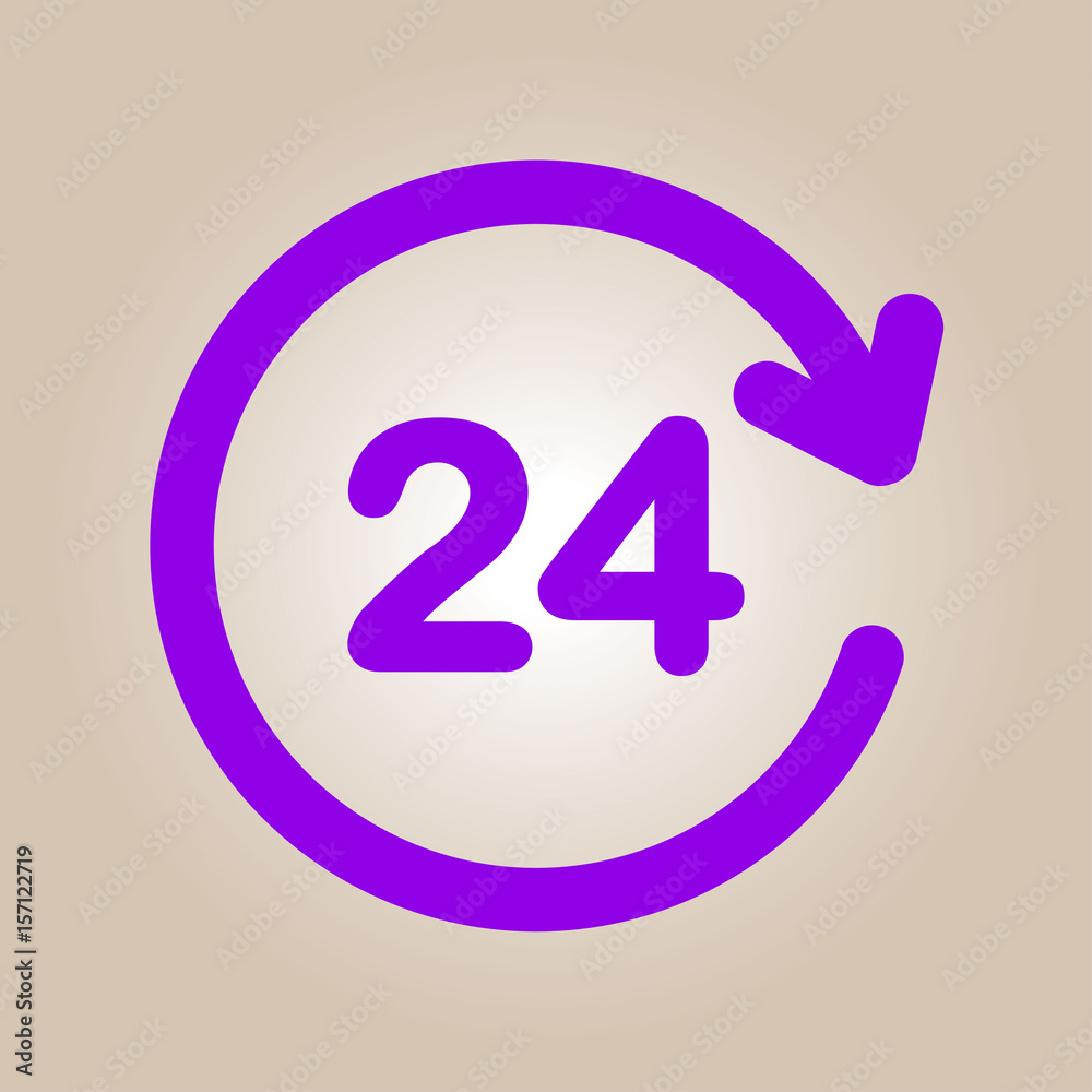 Open around the clock hours a day icon. Open around the clock hours a day icon.