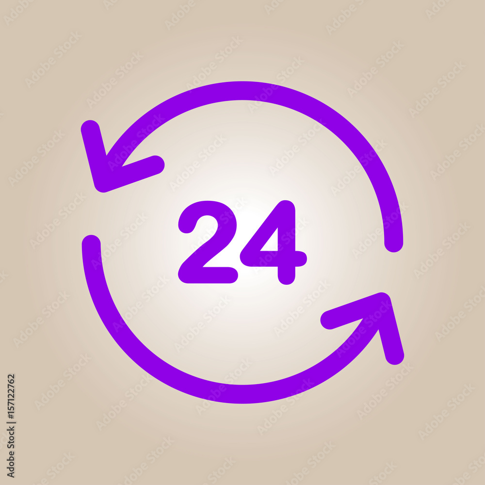 Open around the clock hours a day icon. Badge-clock work time. Open around the clock hours a day icon. Badge-clock work time.
