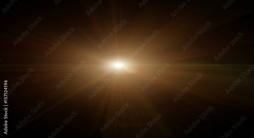  star sun with lens flare on dark background