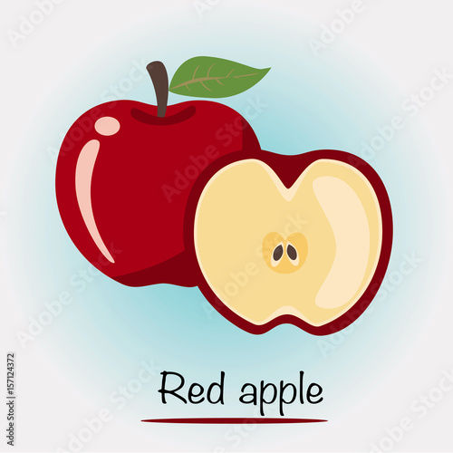 Red Apple Vector. Fruits and vegetables.