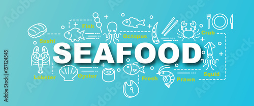 seafood vector trendy banner