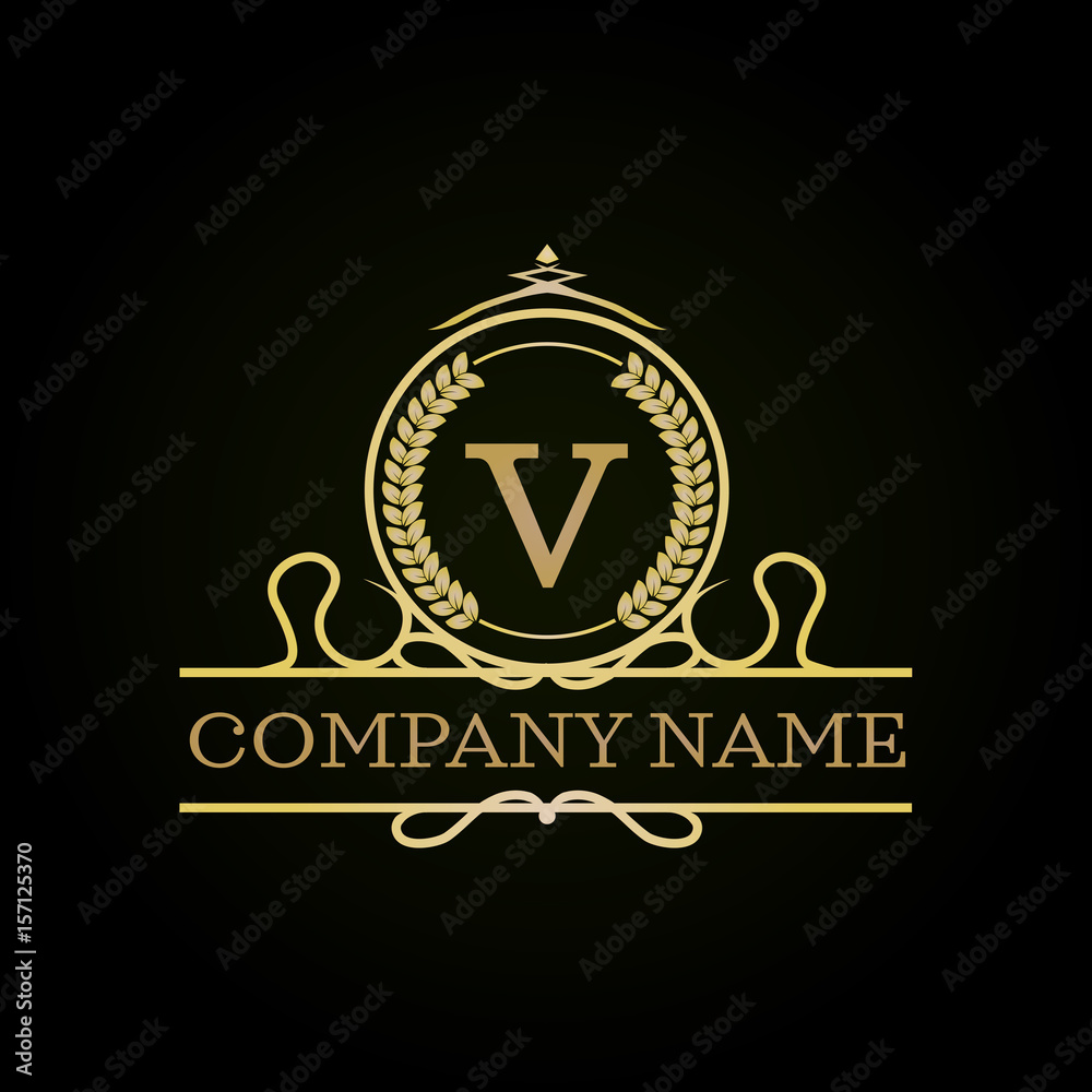 Royal Luxury Style Golden logo design with letter V Stock Photo | Adobe ...