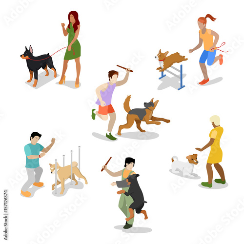 Isometric People Training Dog