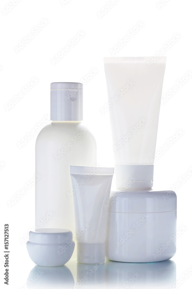 Cosmetic bottles isolated on a white background Cosmetic bottles isolated on a white background