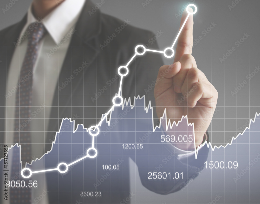 financial symbols coming from hand financial symbols coming from hand