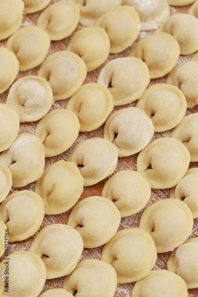 Homemade pelmeni background Homemade pelmeni background
