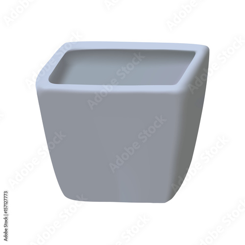 3d photorealistic square ceramic pot on a white background.