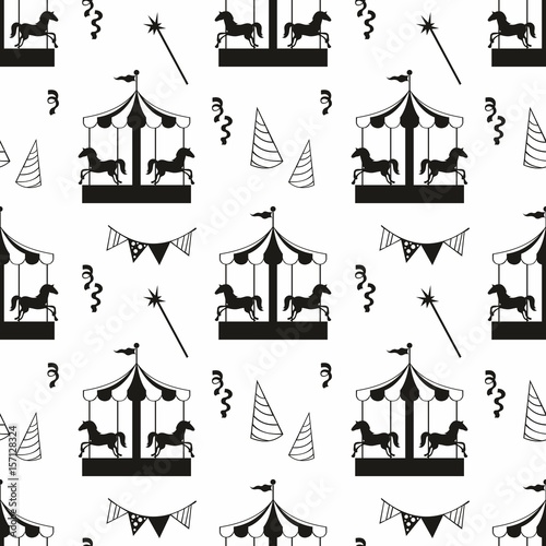 Carousel. Vector seamless pattern with carousel for design and decoration