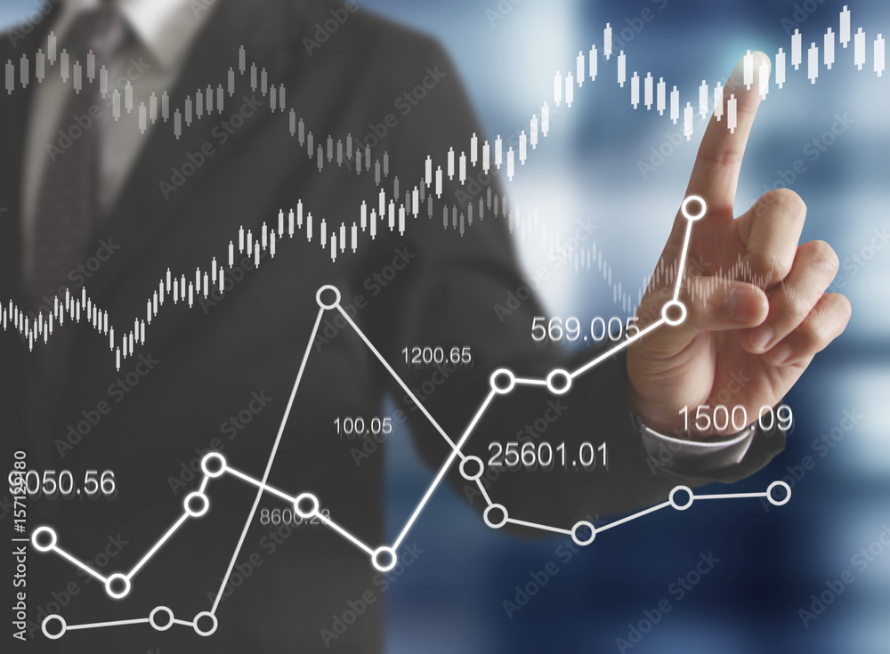 financial symbols coming from hand financial symbols coming from hand