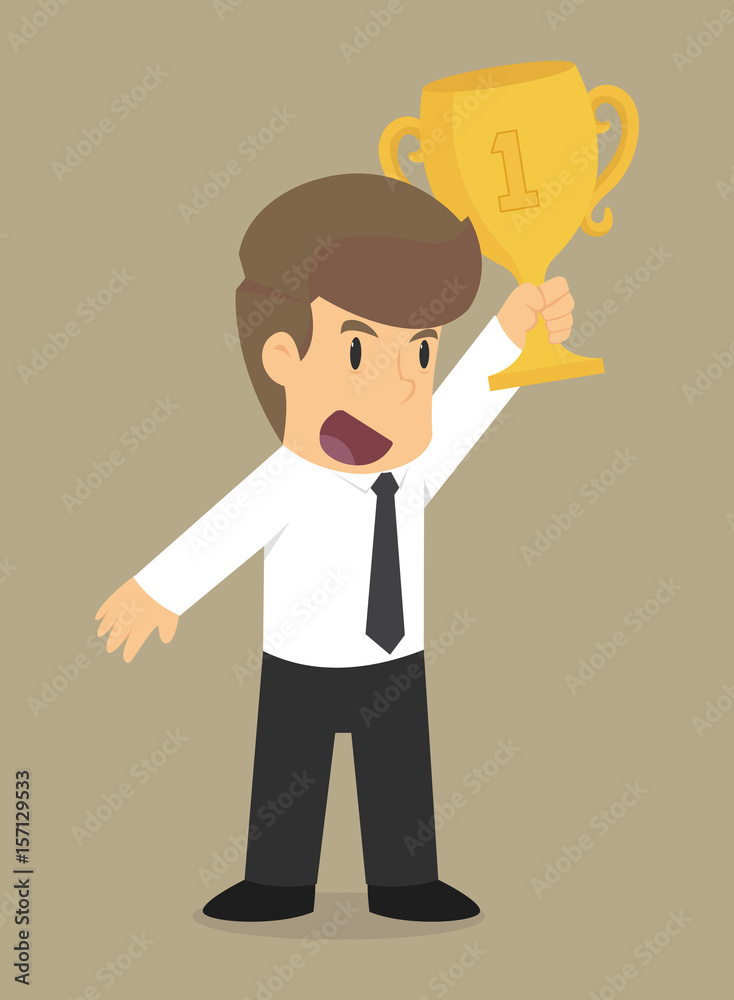 Businessman Holds the trophy, winner Businessman Holds the trophy, winner