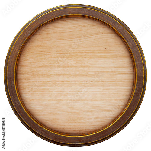 Fototapeta Naklejka Na Ścianę i Meble -  Round wooden signboard. Isolated on white background. 3d rendering.