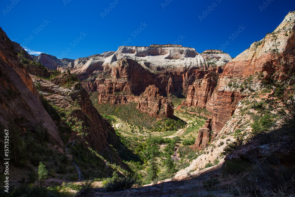 View to Angels Landing in Zion National park, Utah, USA