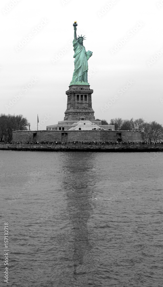 Black and white with green Statue of Liberty