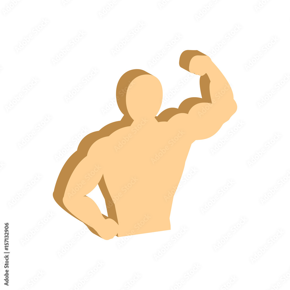 Fototapeta premium Muscle body, Bodybuilding, Fitness symbol. Flat Isometric Icon or Logo. 3D Style Pictogram for Web Design, UI, Mobile App, Infographic.
