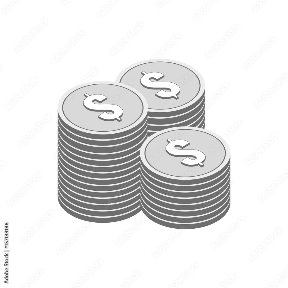 Stacks of Silver Coins symbol. Flat Isometric Icon or Logo. 3D Style Pictogram for Web Design, UI, Mobile App, Infographic. Stacks of Silver Coins symbol. Flat Isometric Icon or Logo. 3D Style Pictogram for Web Design, UI, Mobile App, Infographic.