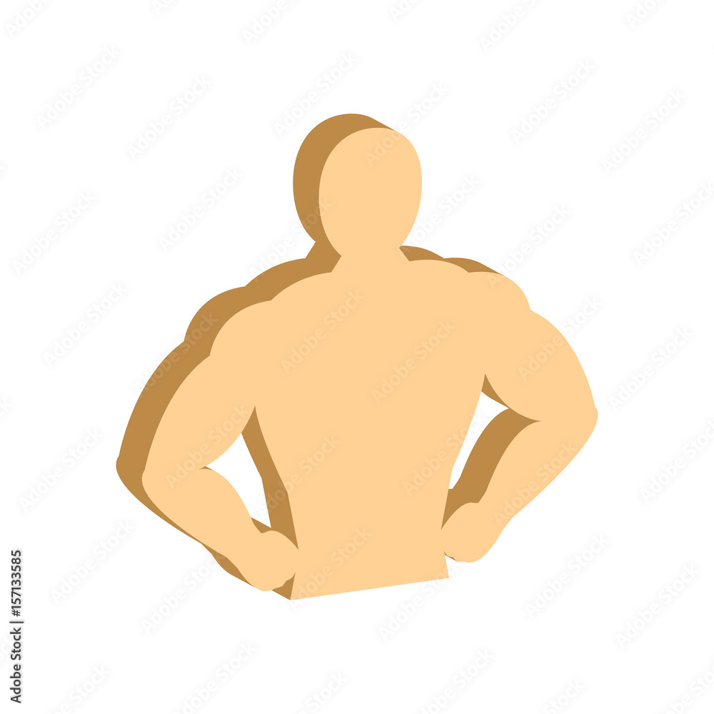 Muscle body, Bodybuilding, Fitness symbol. Flat Isometric Icon or Logo. 3D Style Pictogram for Web Design, UI, Mobile App, Infographic. Muscle body, Bodybuilding, Fitness symbol. Flat Isometric Icon or Logo. 3D Style Pictogram for Web Design, UI, Mobile App, Infographic.