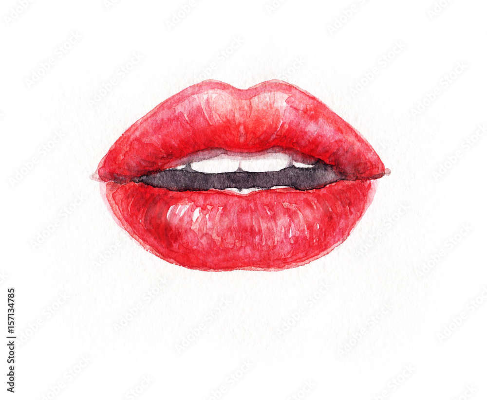 Make up. Lips. Fashion illustration. Watercolor painting Make up. Lips. Fashion illustration. Watercolor painting