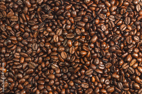 A surface of coffee beans
