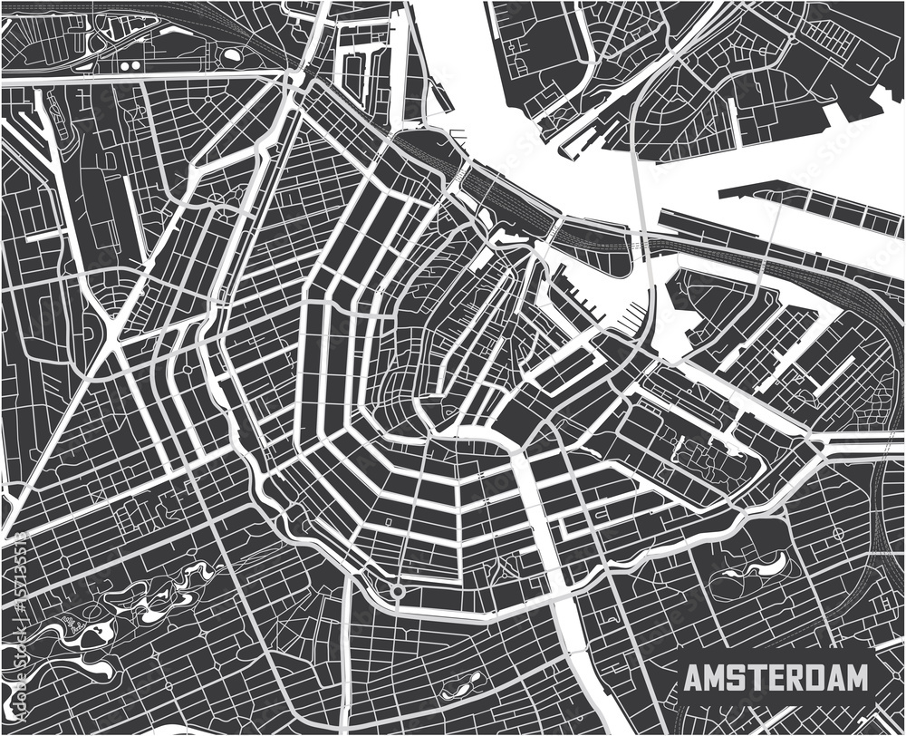 Naklejka premium Minimalistyczny projekt plakatu mapy miasta Amsterdamu.
