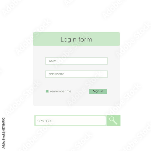 login form and search bar vector 