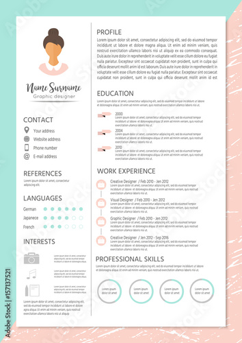Feminine resume with infographic design