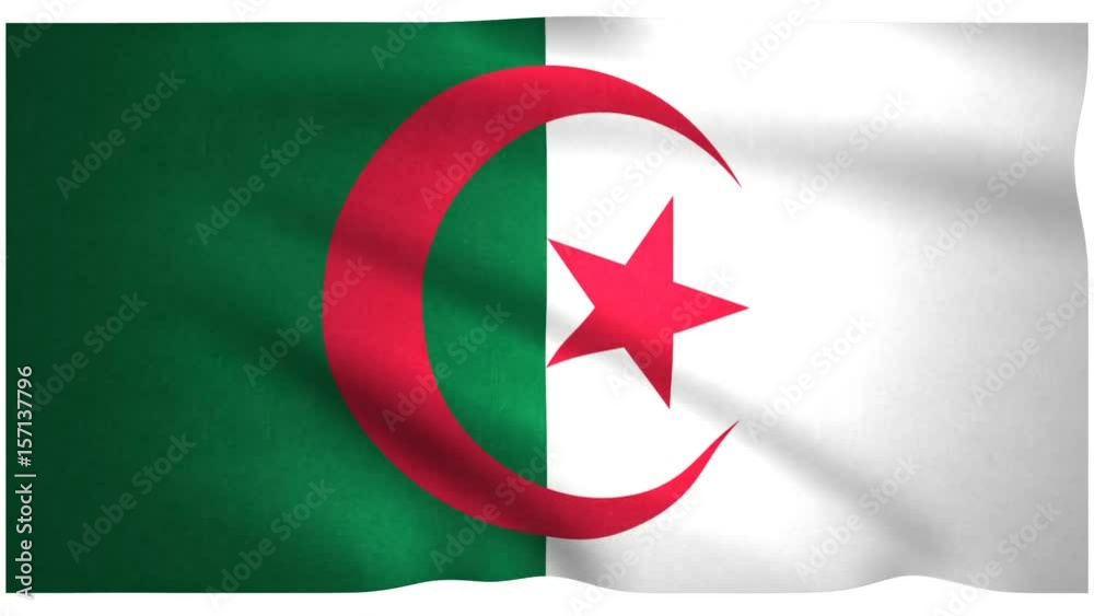 Flag of Algeria waving on white background Flag of Algeria waving on white background