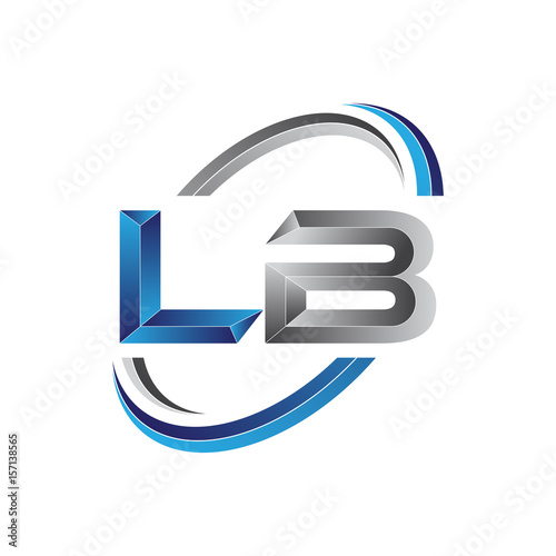 Simple initial letter logo modern swoosh LB