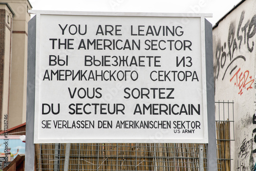 Information board at East side gallery. Berlin wall., Germany