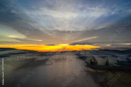 View of fisherman village in early morning during sunrise moment. Fishing is the main occupation for the villagers.