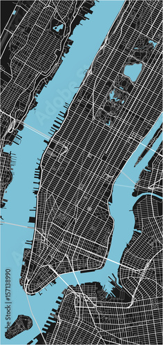 Black and white vector city map of New York with well organized separated layers.