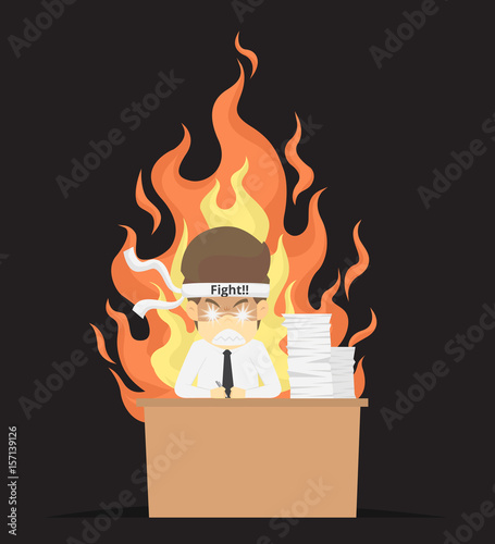 Businessman burned out at work