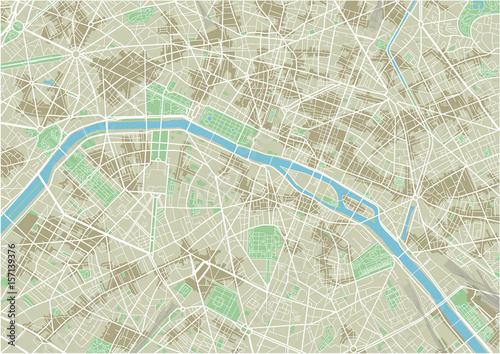 Vector city map of Paris with well organized separated layers.