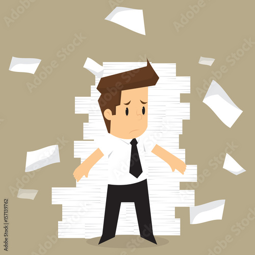 business man, a lot of work, working hard